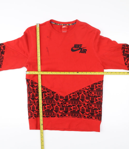 Nike Men’s Red Graphic Logo Sweatshirt Size S Pullover Cotton