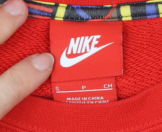 Nike Men’s Red Graphic Logo Sweatshirt Size S Pullover Cotton
