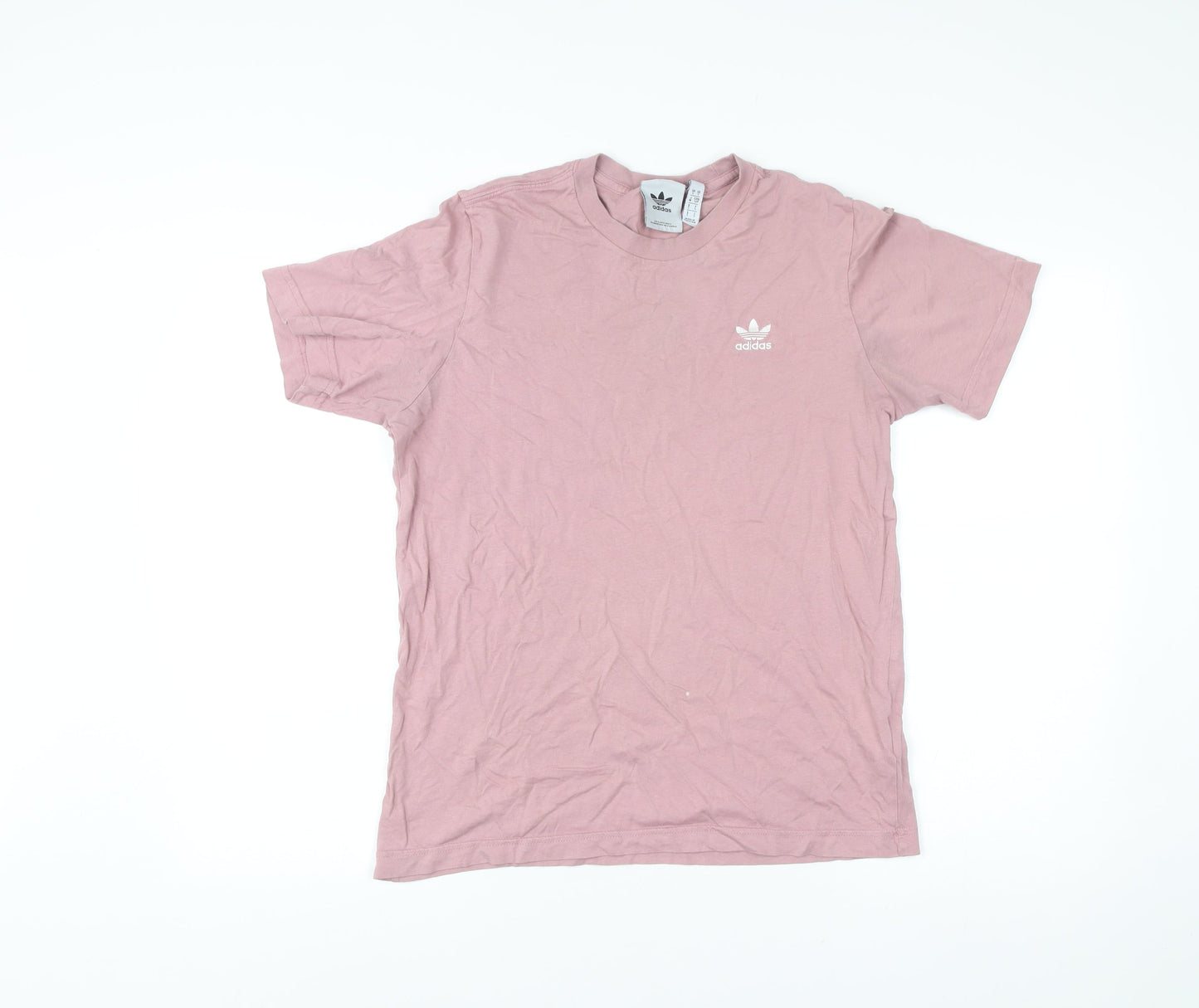 adidas Men’s Pink Cotton Crew Neck Short Sleeve Logo T-Shirt Size S