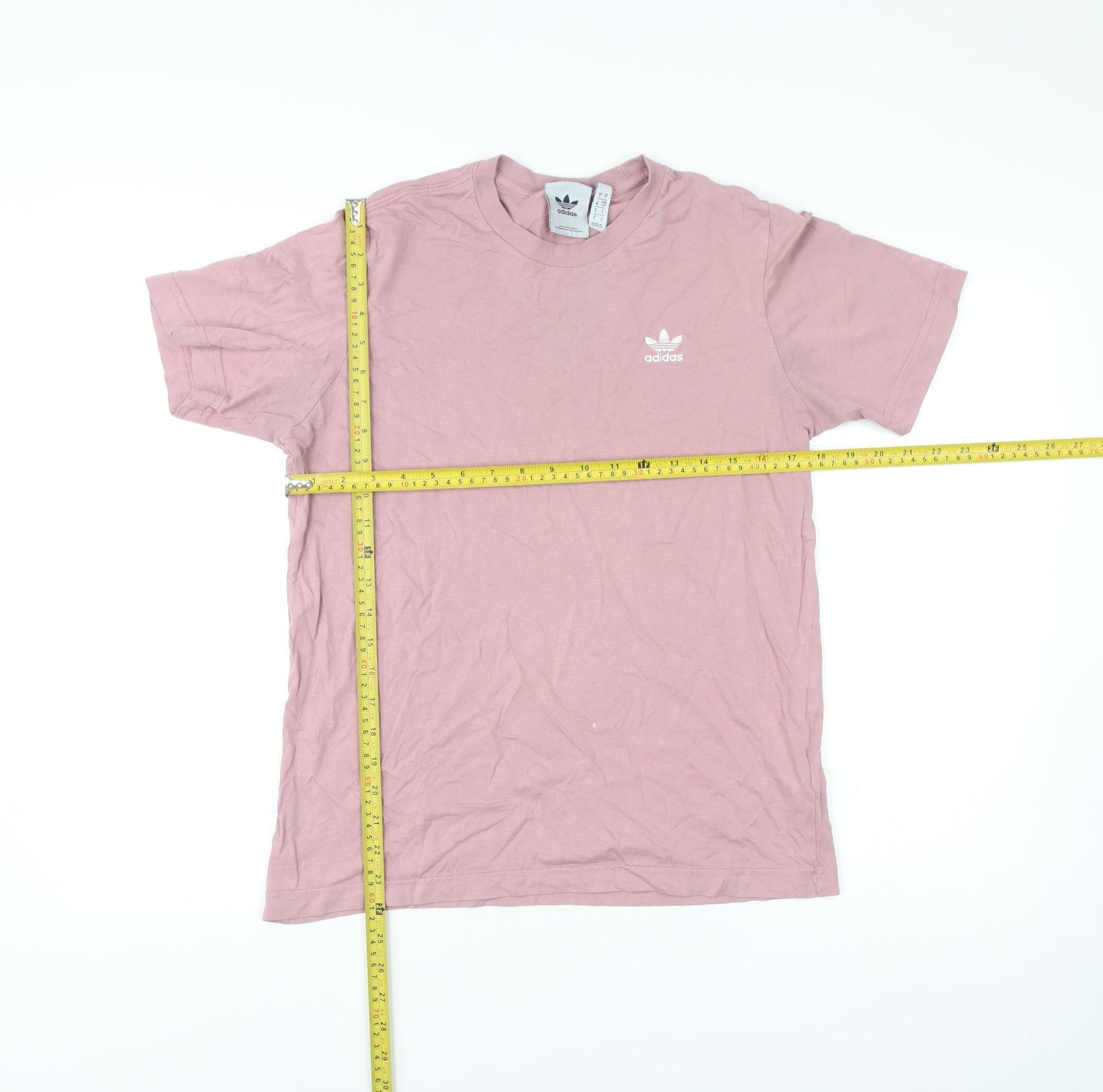adidas Men’s Pink Cotton Crew Neck Short Sleeve Logo T-Shirt Size S