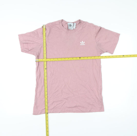 adidas Men’s Pink Cotton Crew Neck Short Sleeve Logo T-Shirt Size S