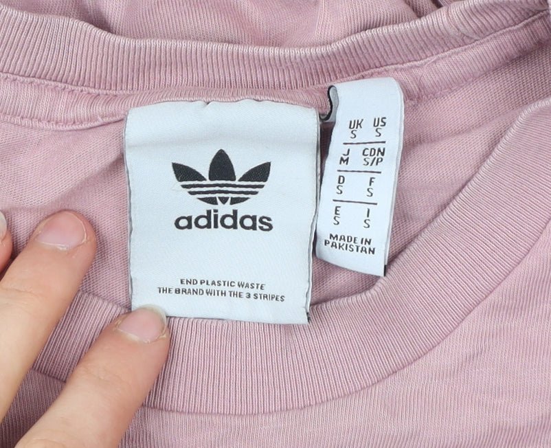 adidas Men’s Pink Cotton Crew Neck Short Sleeve Logo T-Shirt Size S