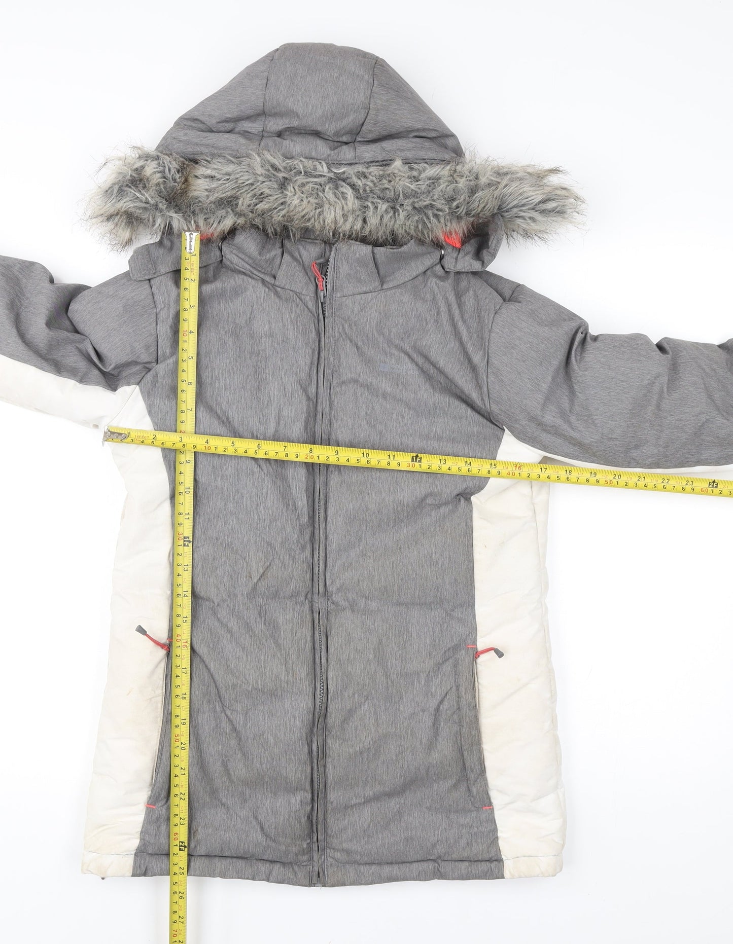 Mountain Warehouse Girls Grey Ivory Ski Jacket Coat 13 Years Hooded Winter