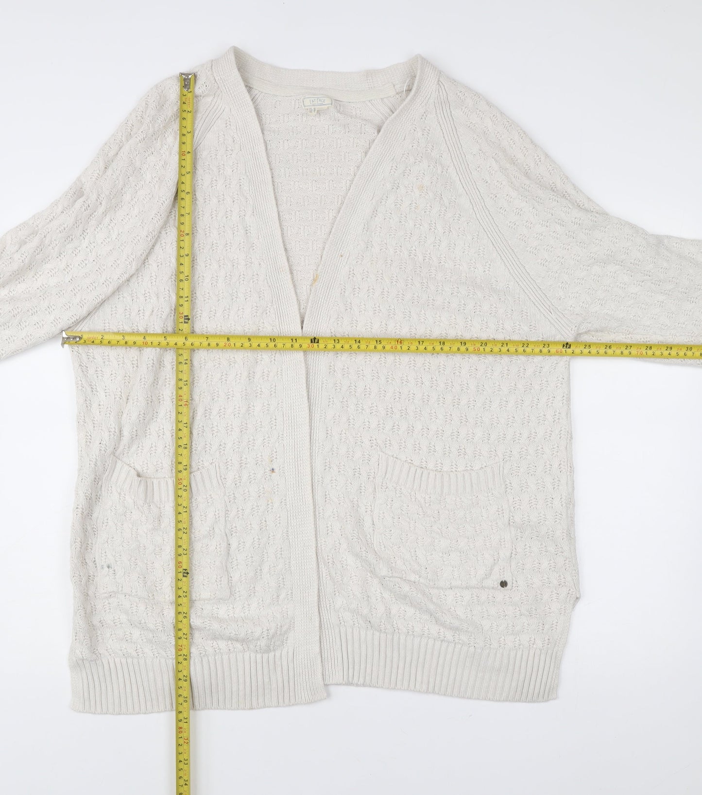 Fat Face Women’s White Size 20 Open Knit Long Sleeve Cardigan