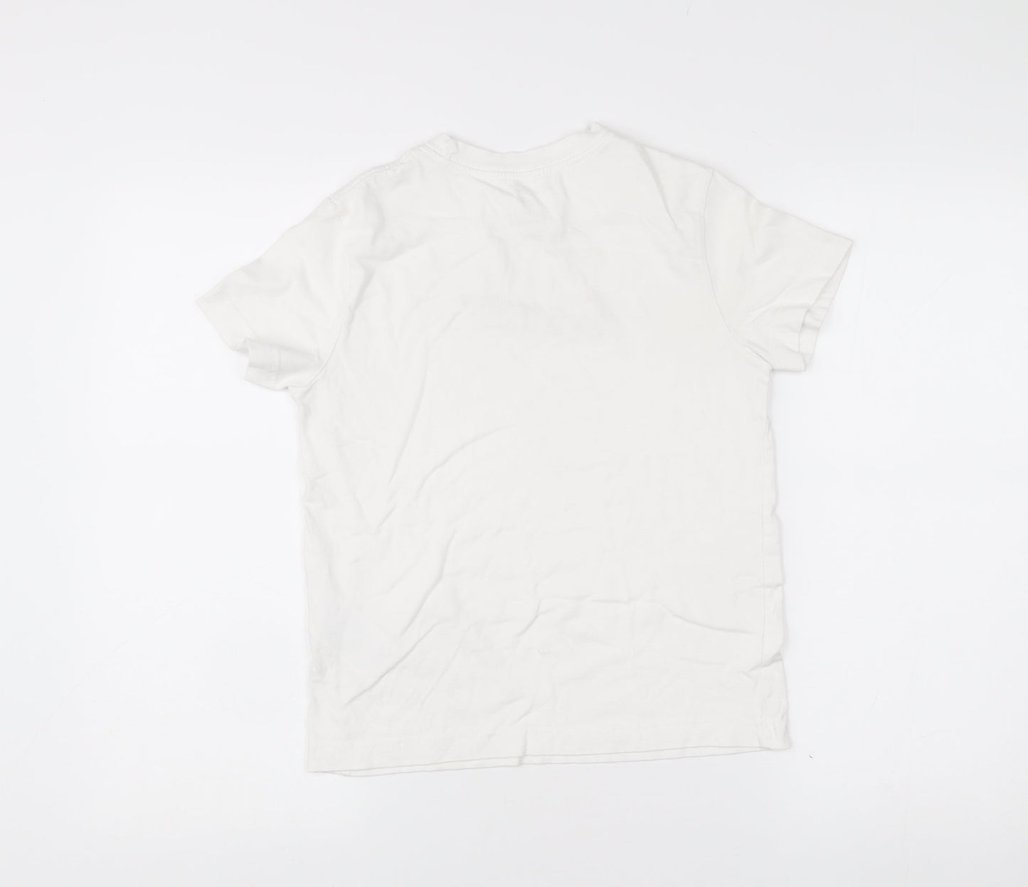 Nike Womens White Embroidered Floral Swoosh Loose Fit T-Shirt Size S