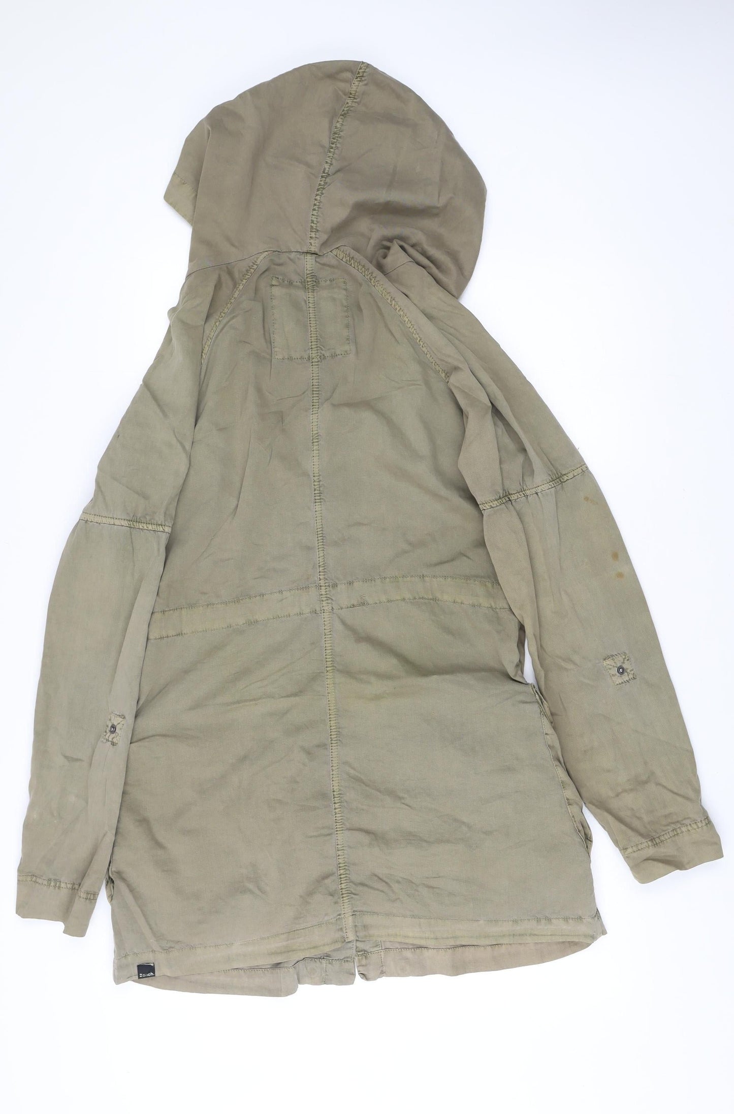 Bench Womens Green Cotton Parka Jacket Size S Hooded Outdoor