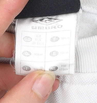 Umbro Mens White Black Sweatshirt L Crew Neck Pullover Sports Logo