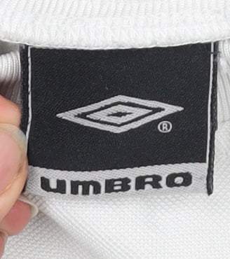 Umbro Mens White Black Sweatshirt L Crew Neck Pullover Sports Logo