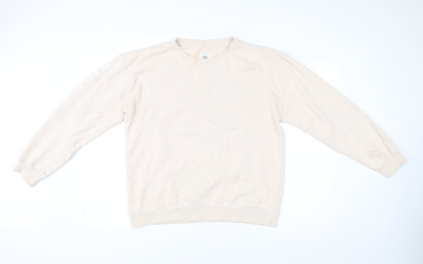 Billabong Mens Beige Crew Neck Sweatshirt Size S Graphic Pullover