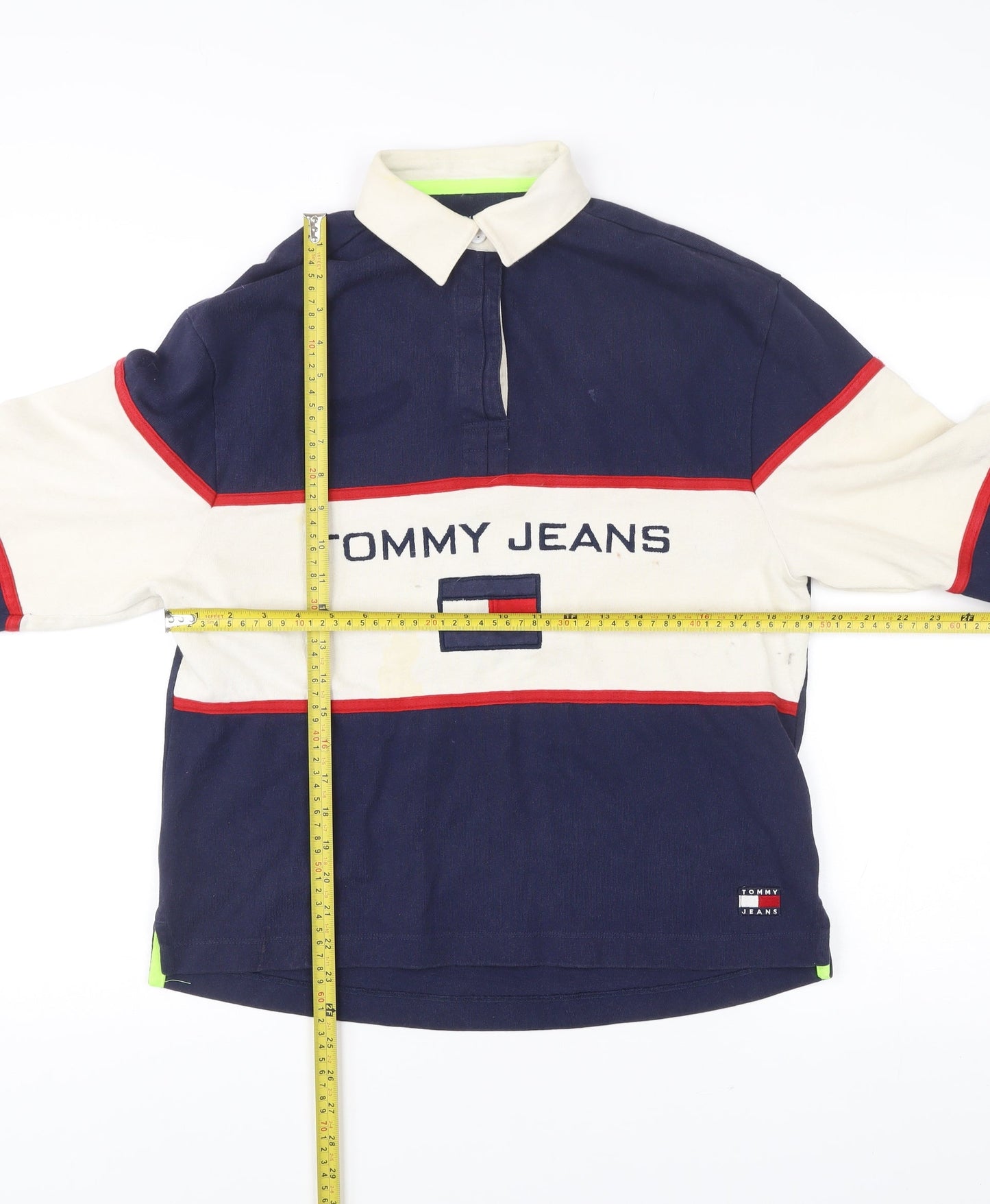 Tommy Jeans Men’s Small Navy White Retro Collared Sweatshirt