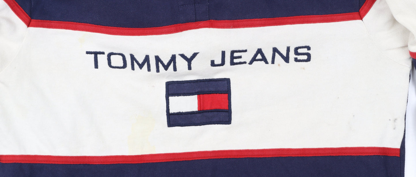 Tommy Jeans Men’s Small Navy White Retro Collared Sweatshirt