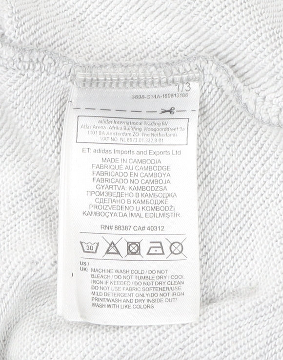 Adidas Womens Grey XS Pullover Hoodie Sweatshirt Logo Raglan