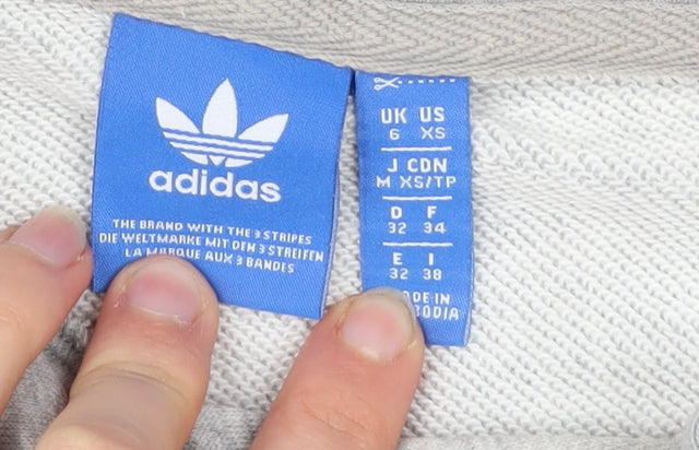 Adidas Womens Grey XS Pullover Hoodie Sweatshirt Logo Raglan