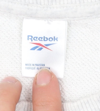 Reebok Mens Grey Sweatshirt Pullover Logo Crew Neck Size M