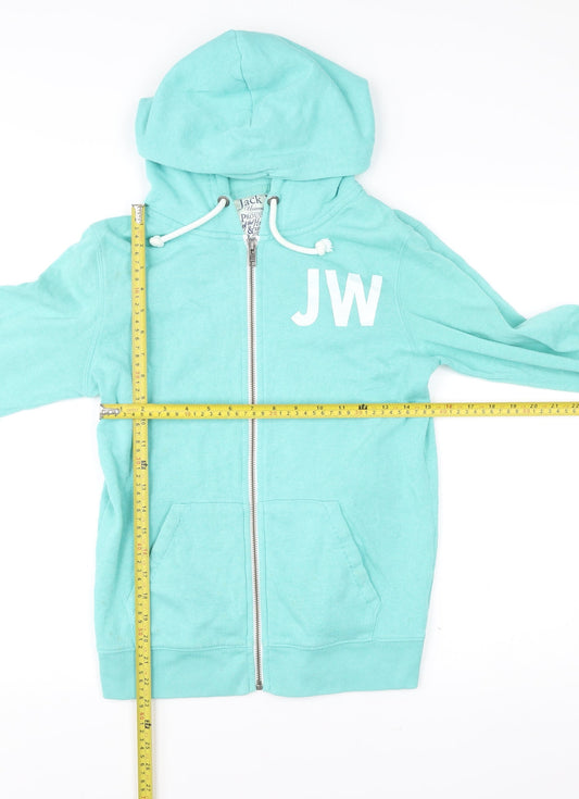 Jack Wills Women’s Blue Full Zip Hoodie Size 10 Logo Graphic