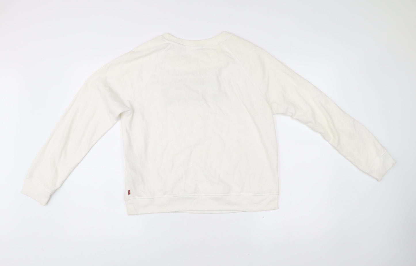 Levi's Womens White Logo Sweatshirt L Cotton Blend Pullover