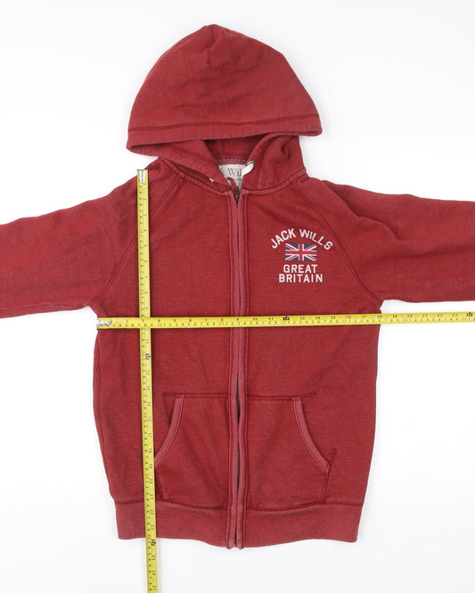 Jack Wills Men’s Red Full Zip Hoodie Size S Cotton Blend