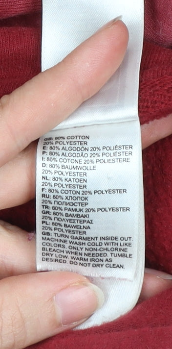 The North Face Mens Red Pullover Hoodie L Logo Graphic