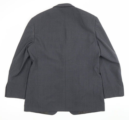 Marks and Spencer Men Grey Pinstripe 42 Chest Notch Lapel Blazer