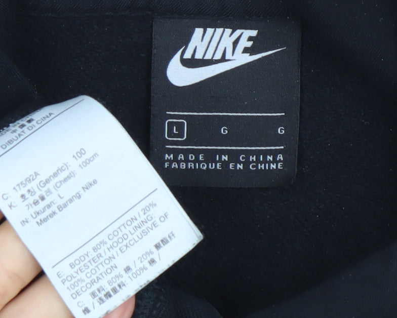Nike Unisex Adults Black Pullover Hoodie L Logo Sportswear