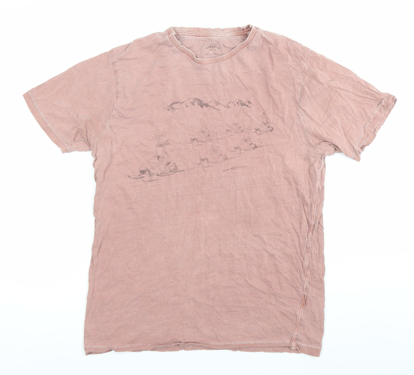 FatFace Men’s Pink Graphic Print T-Shirt Size L Cotton Crew Neck