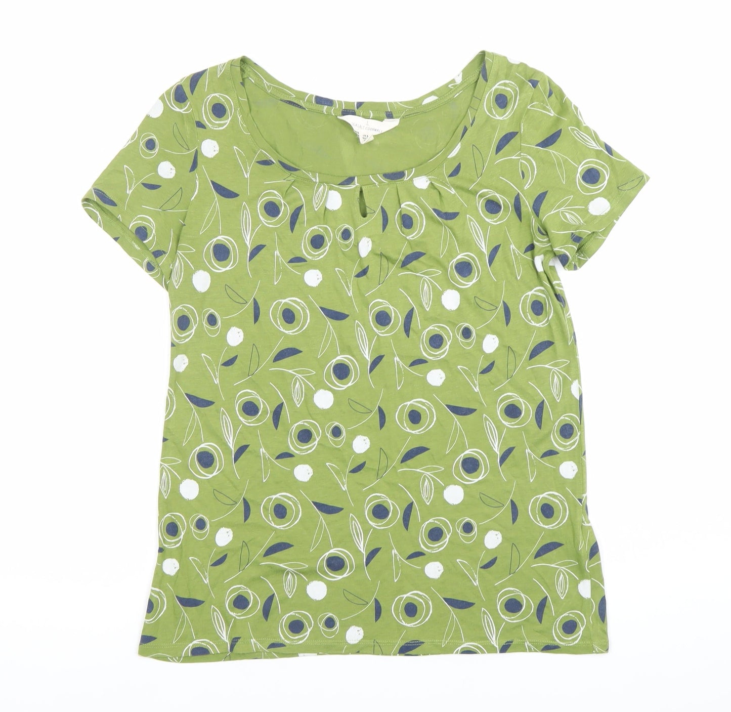 Seasalt Women’s Green Floral T-Shirt Size 8 Short Sleeve Scoop Neck