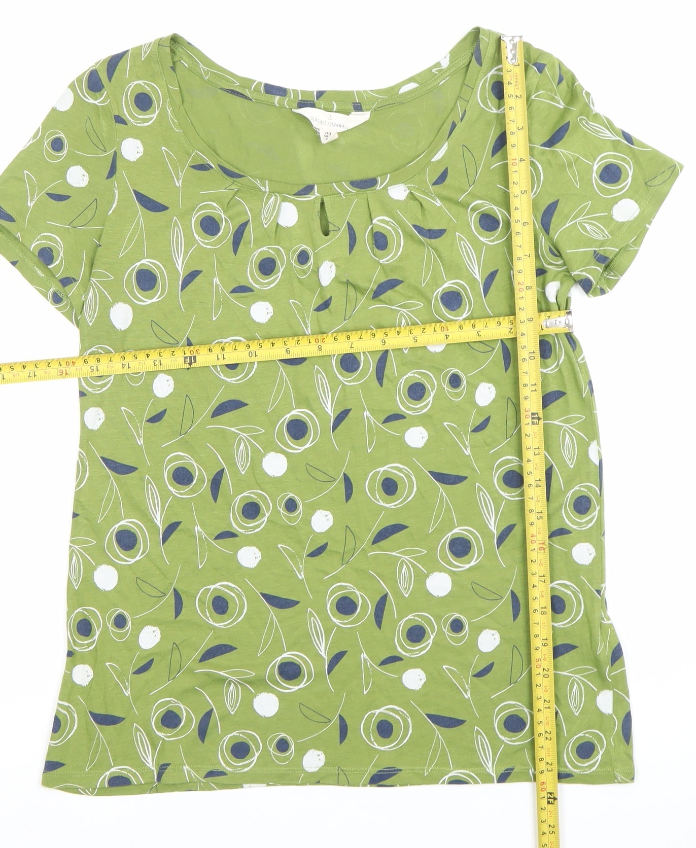 Seasalt Women’s Green Floral T-Shirt Size 8 Short Sleeve Scoop Neck