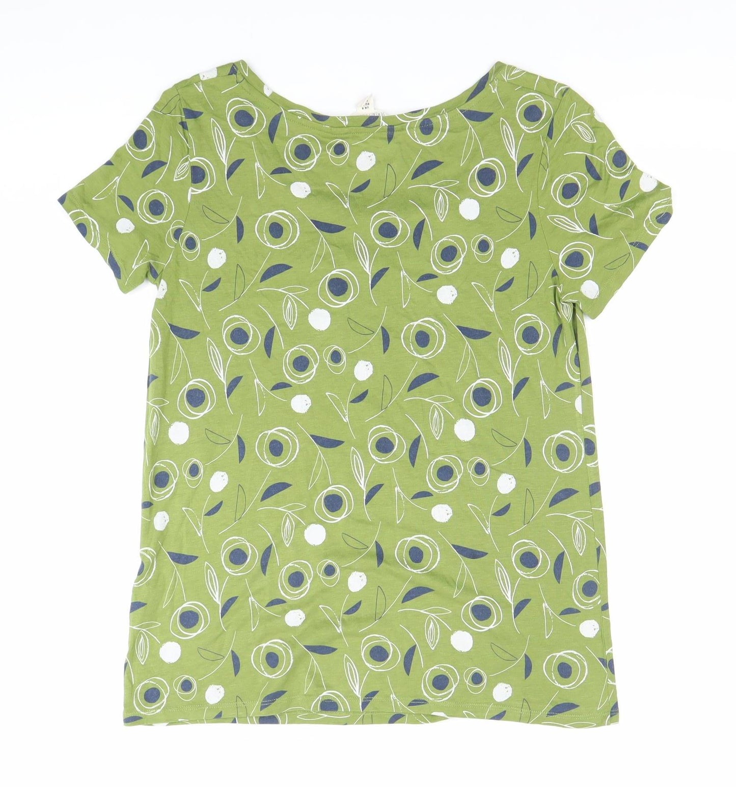 Seasalt Women’s Green Floral T-Shirt Size 8 Short Sleeve Scoop Neck