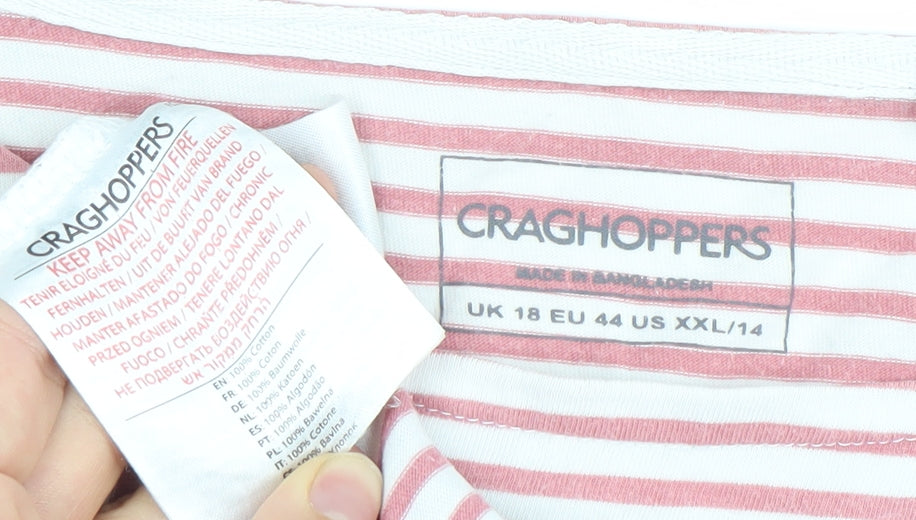 Craghoppers Womens Pink Striped 3/4 Sleeve Cotton T-Shirt Size 18