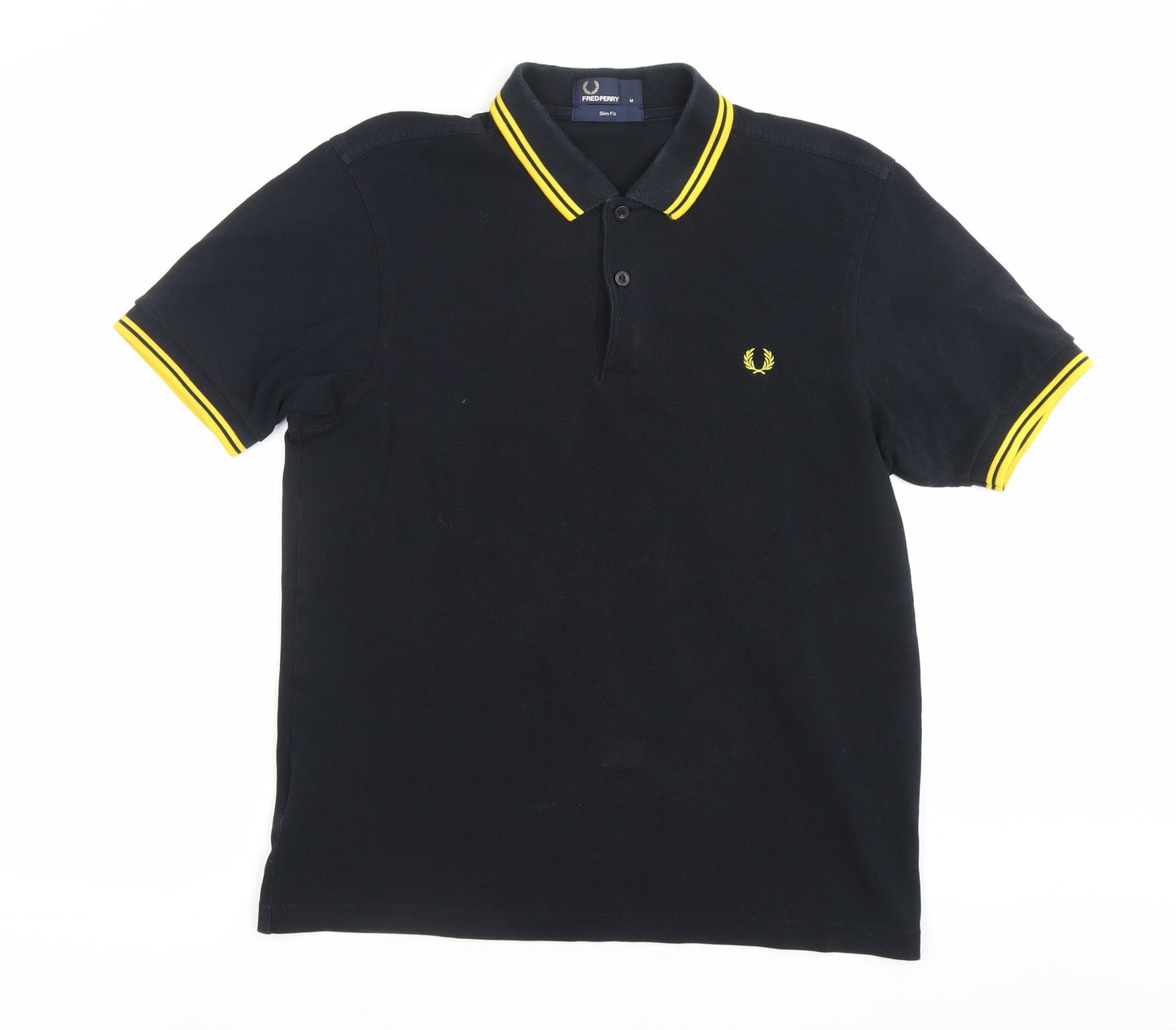 Fred Perry Mens Black Polo Shirt M Slim Fit Cotton Classic