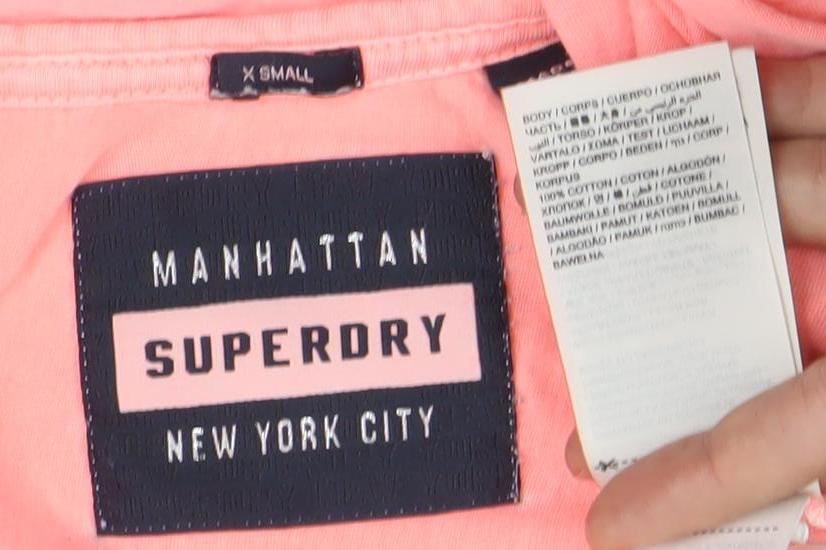 Superdry Women Pink XS Embroidered Cotton Tank Top