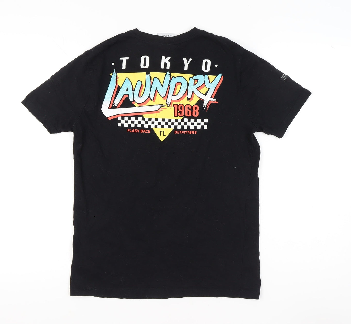 Tokyo Laundry Men’s Black Retro Logo T-Shirt M Crew Neck Cotton