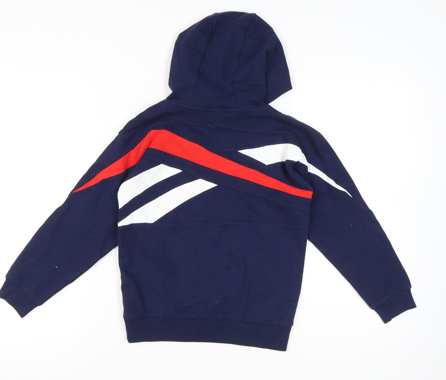 Reebok Boys Blue Pullover Hoodie Age 10-11 Years Cotton Logo Sportswear
