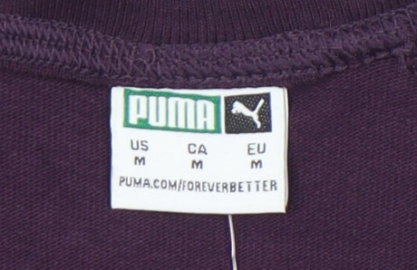 Puma Womens Purple Cropped T-Shirt M Raglan Sleeve Casual Sportswear
