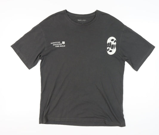 Jack & Jones Men’s Black Skull Graphic T-Shirt Size M Short Sleeve