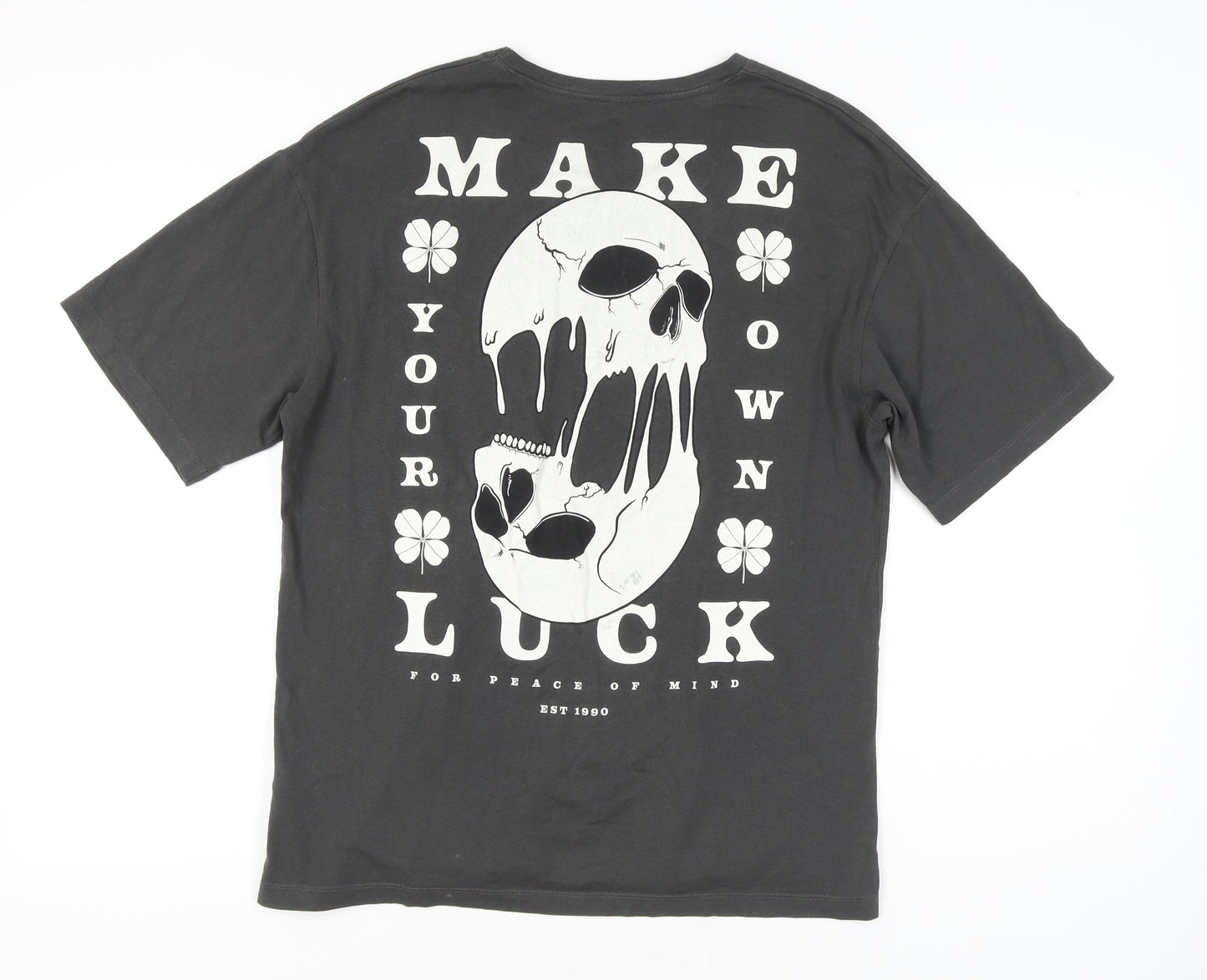 Jack & Jones Men’s Black Skull Graphic T-Shirt Size M Short Sleeve