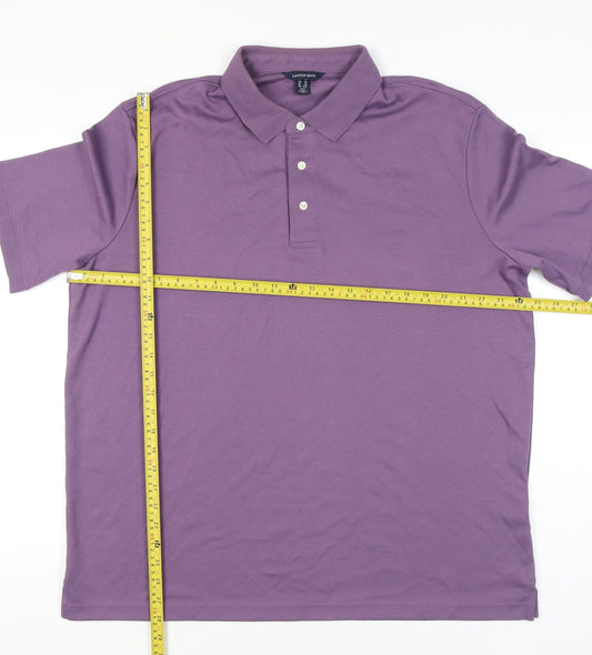 Lands' End Men's Purple XL Polo Shirt 100% Cotton Short Sleeve Casual