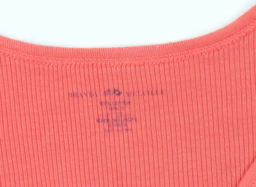 Brandy Melville Womens Pink Cropped V-Neck T-Shirt Size S