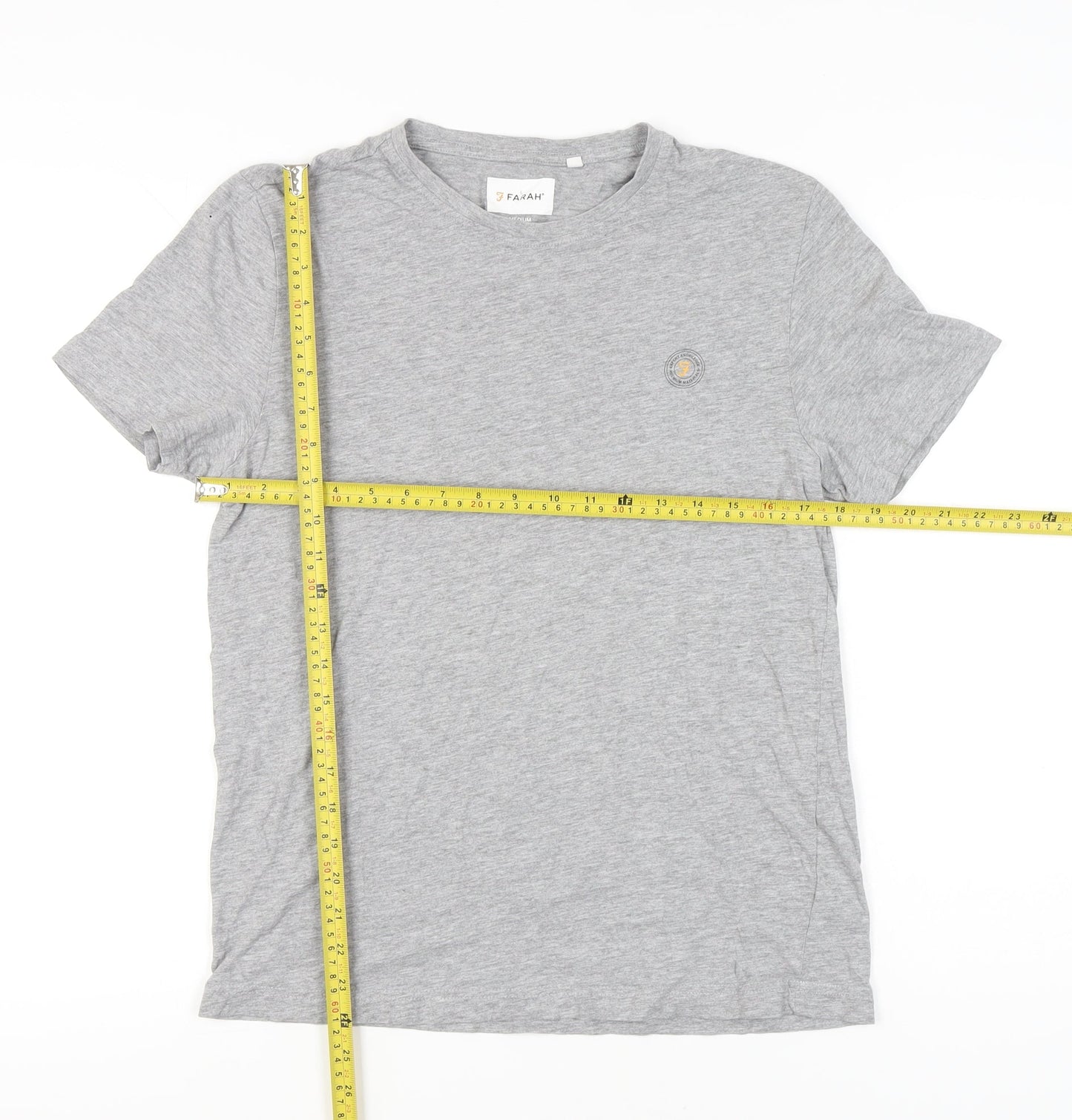 Farah Mens Grey Crew Neck Short Sleeve T-Shirt Size M