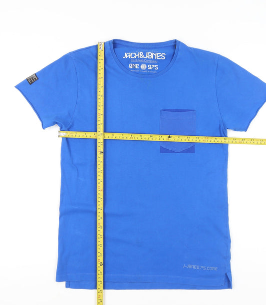 Jack & Jones Men's Blue Cotton Crew Neck Short Sleeve T-Shirt Size M