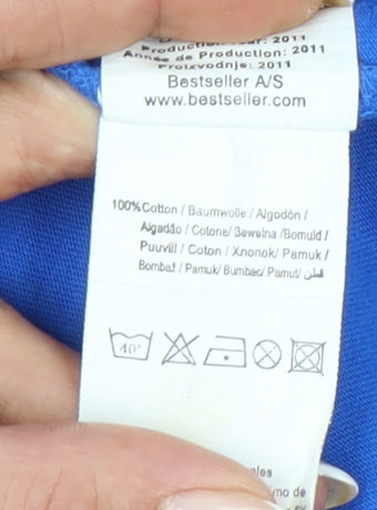 Jack & Jones Men's Blue Cotton Crew Neck Short Sleeve T-Shirt Size M