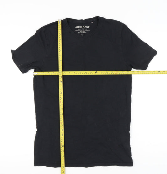 Jack & Jones Men’s Black Cotton Crew Neck Short Sleeve T-Shirt L