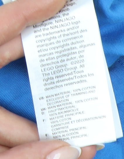 Adidas Boys Blue LEGO Graphic T-Shirt 9-10 Years Short Sleeve Cotton