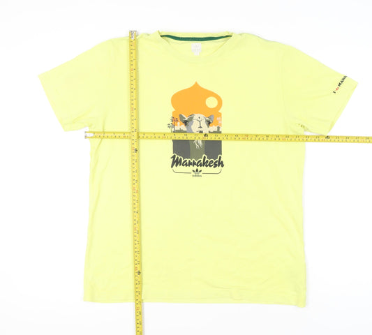 Adidas Mens Yellow L Marrakesh Graphic Print Cotton T-Shirt