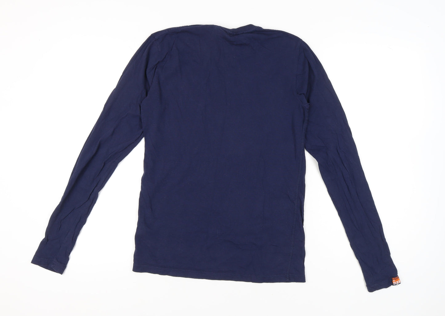 Superdry Men’s Blue Long Sleeve Crew Neck Cotton T-Shirt Size S