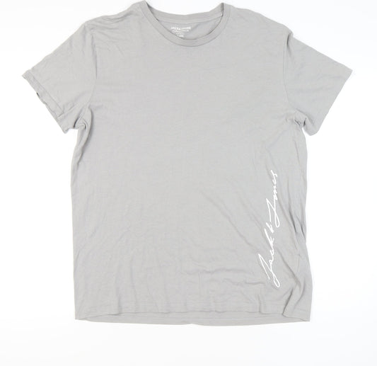 Jack & Jones Men's Grey 2XL Crew Neck Short Sleeve T-Shirt