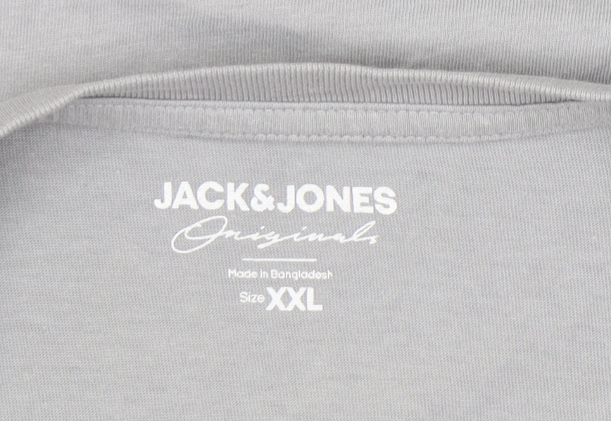 Jack & Jones Men's Grey 2XL Crew Neck Short Sleeve T-Shirt