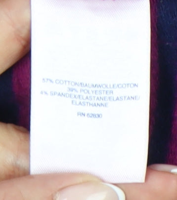 Lands' End Womens Pink XS Petite Striped 1/4 Zip Sweatshirt