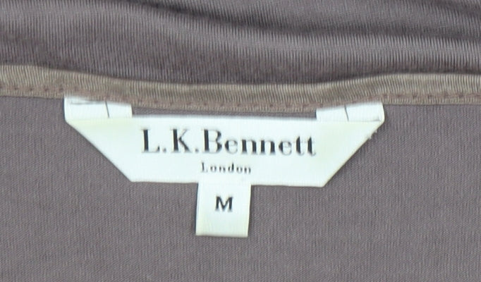 L.K. Bennett Women Brown Scoop Neck Short Sleeve Jersey T-Shirt M