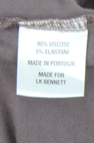 L.K. Bennett Women Brown Scoop Neck Short Sleeve Jersey T-Shirt M